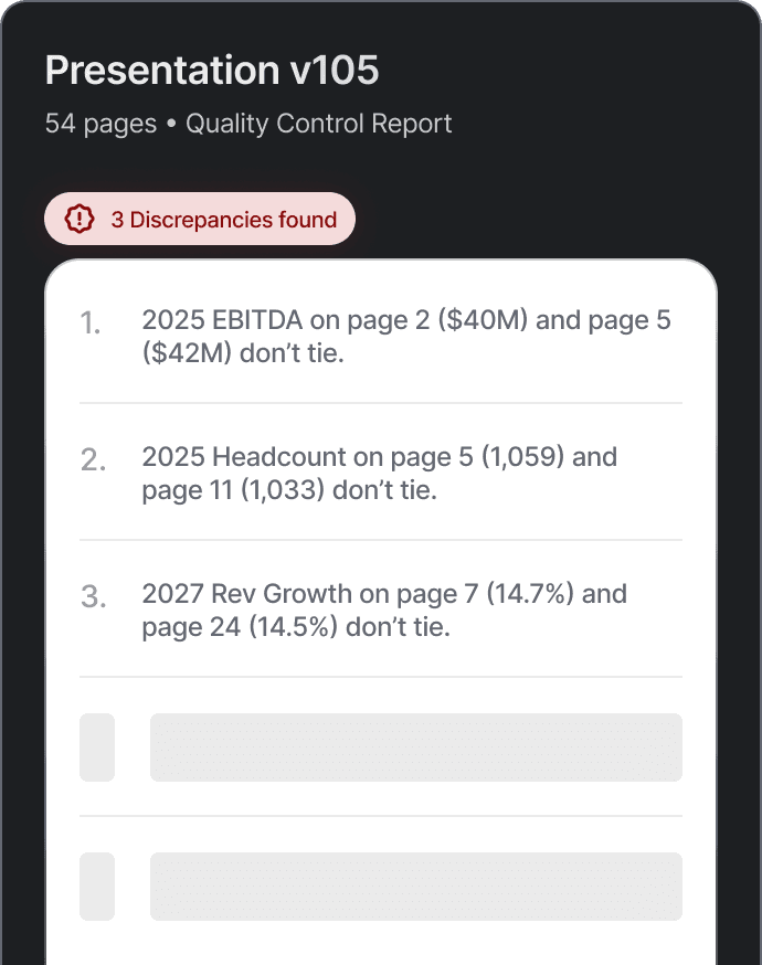 Tie product screenshot showing discrepancy report